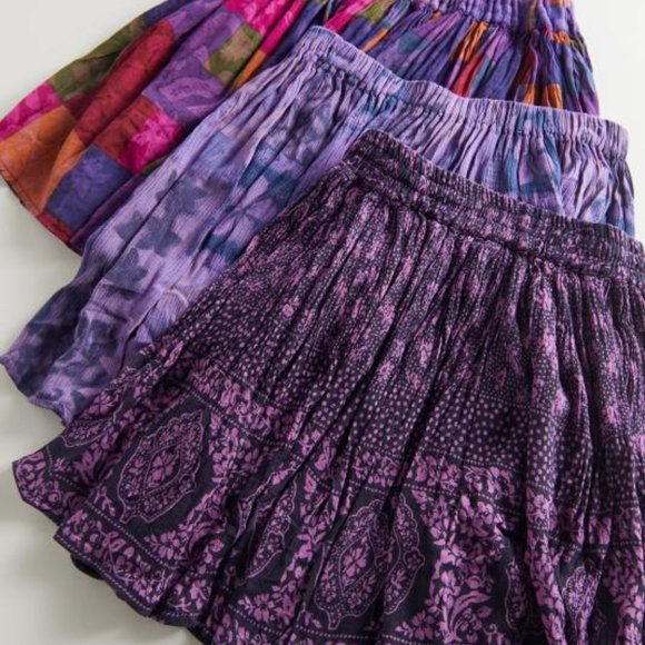 Urban Renewal Recycled Overdyed Gauze Mini Skirt Purple M/L - Picture 4 of 9